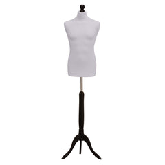 Male Tailors Mannequin Silver With Choice of Black Tripod stands