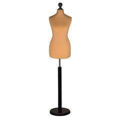 Female Tailors Mannequin Gold with Choice of Black Round Base Stands