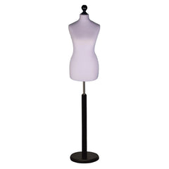 Display Geek Female Dressmakers Dummy Silver Torso with Blackwood Round Base Stand