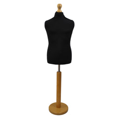 Children's Dressmakers Mannequin Age 10-12 Years Black With Choice of Lightwood Round Base stands