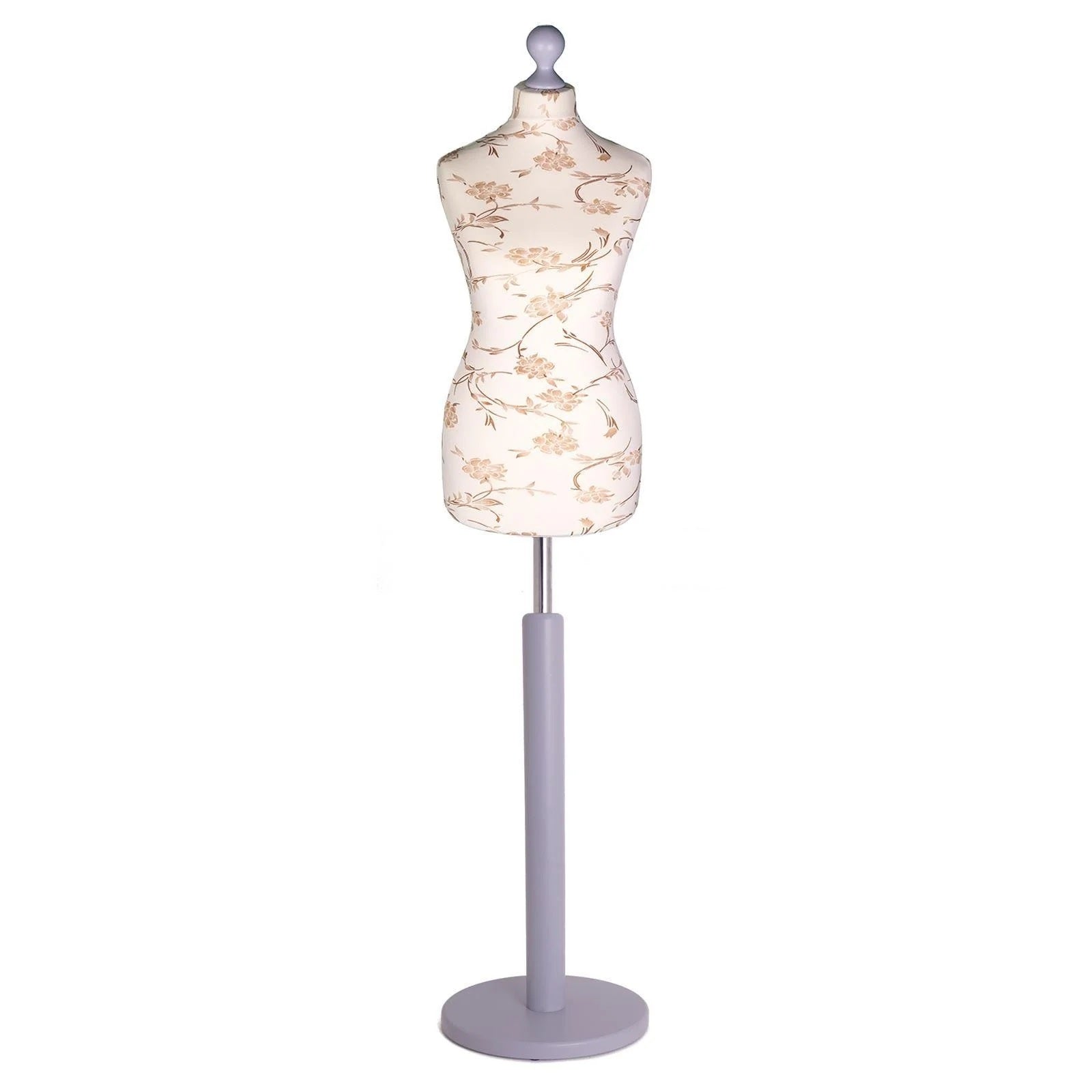 Brown Floral Dress Form on Cream Body