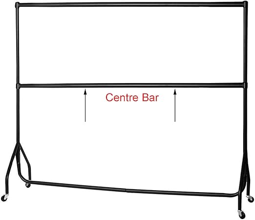 Black Steel Heavy Duty Clothes Rail Double Hanging 2Tier Storage