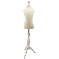 Children's Dressmakers Mannequin Age 6-8 Years Cream With Choice of White Tripod stands