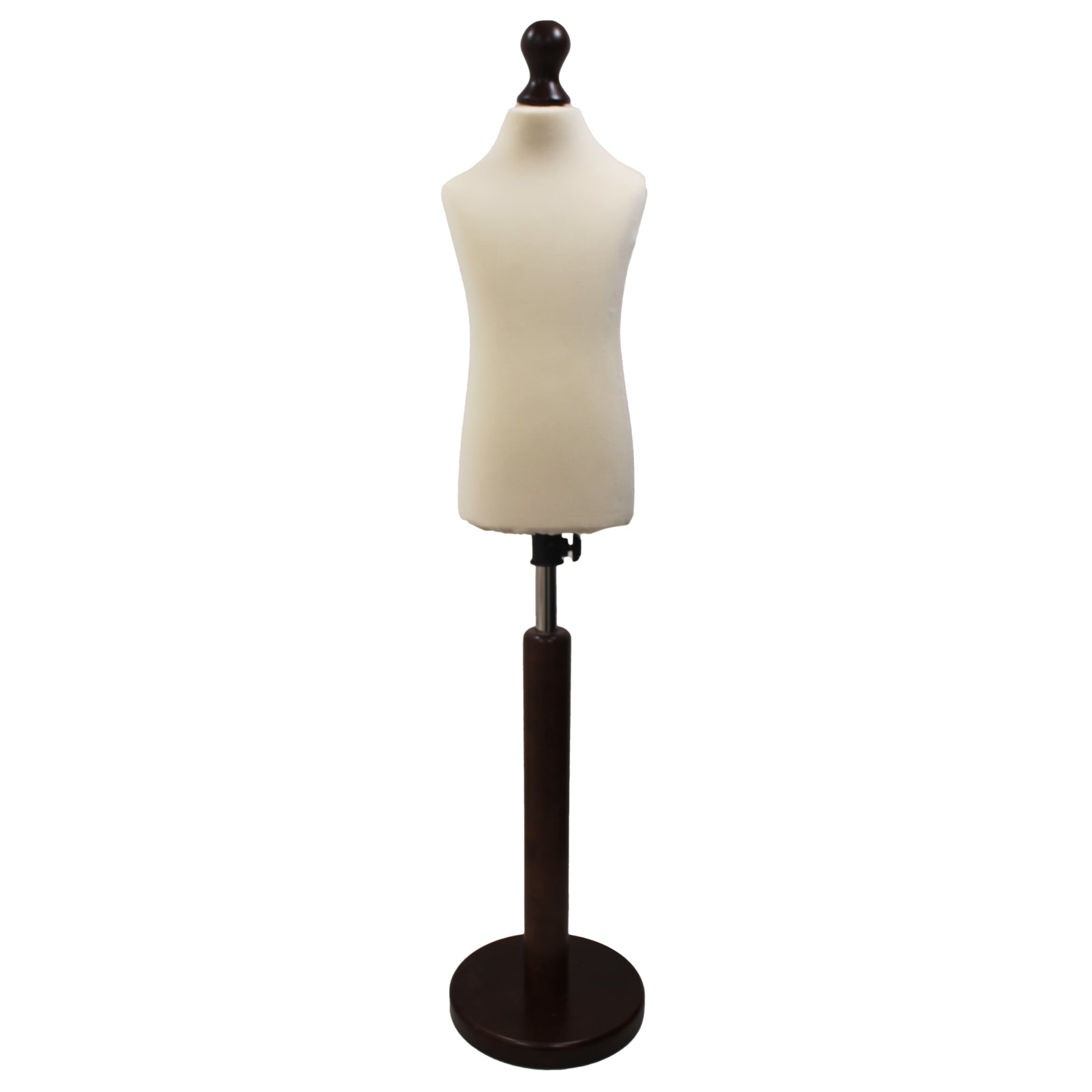 Children's Tailors Dummy Age 2-4 Years Cream With Choice of Darkwood Round Base stands