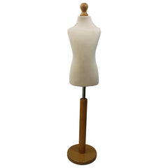 Children's Tailors dummy Age 6-8 Years Cream With Choice of Lightwood Round Base stands