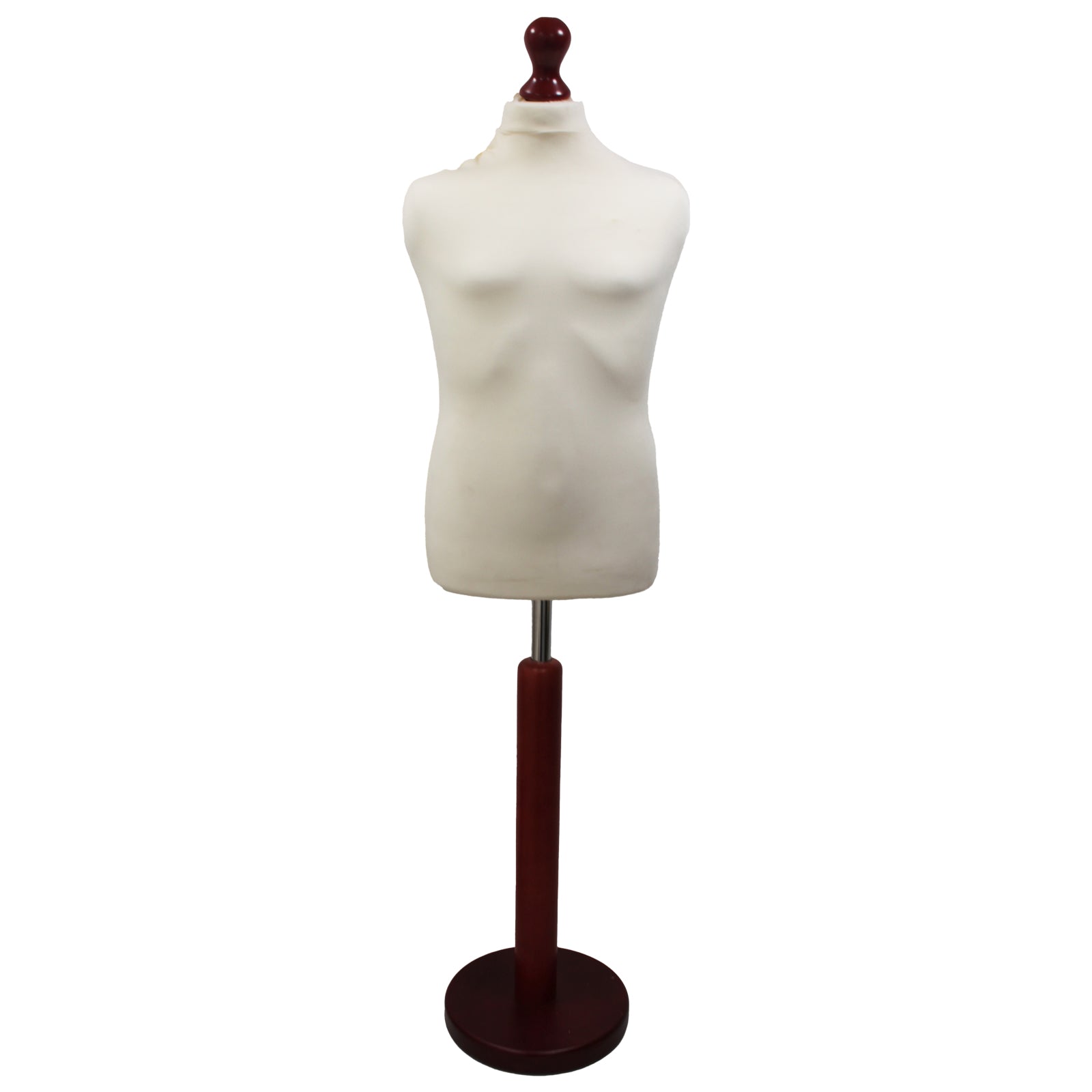 Children's Tailors Dummy Age 10-12 Years Cream With Choice of Redwood Round Base stands