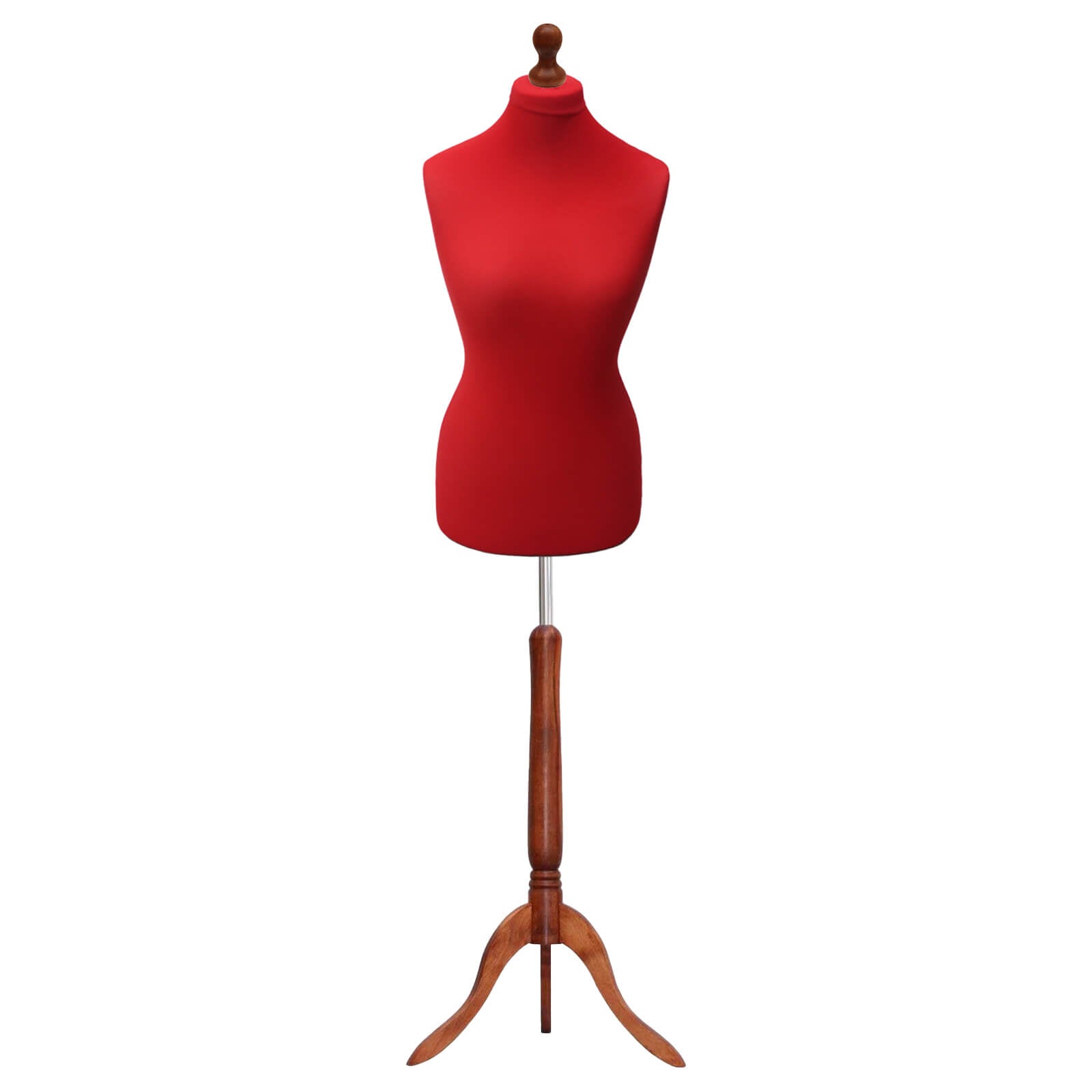 FEMALE RED Mannequin with darkwood stand