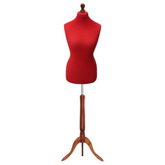 FEMALE RED Mannequin with darkwood stand