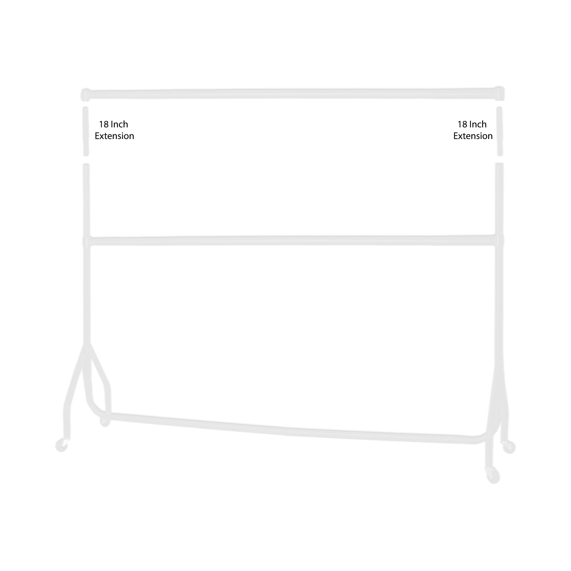 18 inches White Height Extensions Pole for Heavy Duty Clothes Rail display