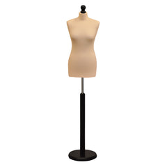 Female Tailors Dummy Cream with Choice of Blackwood Round Base Stands