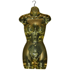 Female Full Size Shiny Gold Hanging Body Form Display Mannequin hollow back