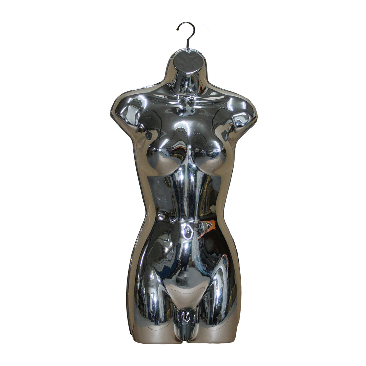 Female Full Size Shiny Chrome Hanging Body Form Display Mannequin