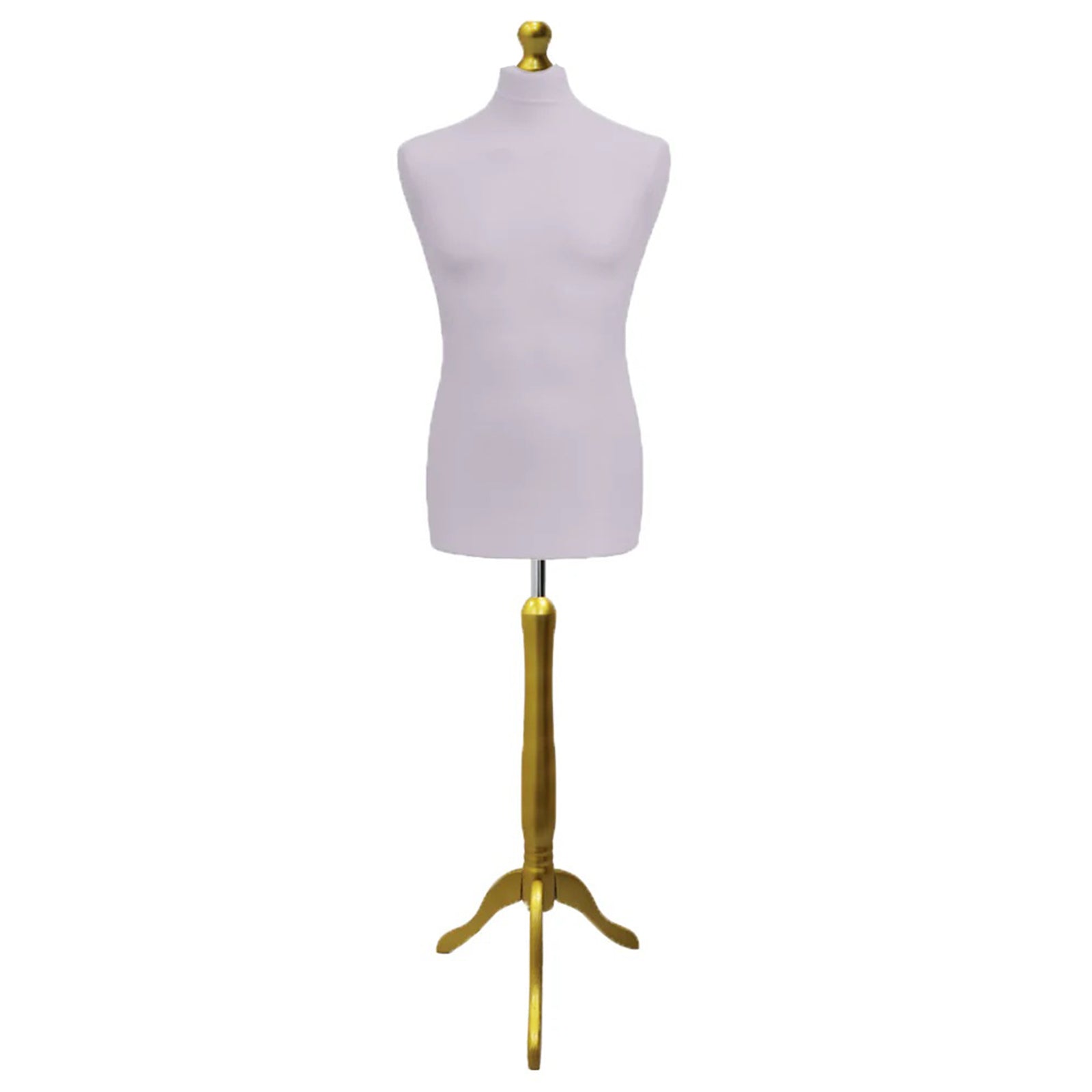 Male Tailors Mannequin Silver With Choice of gold Tripod stands