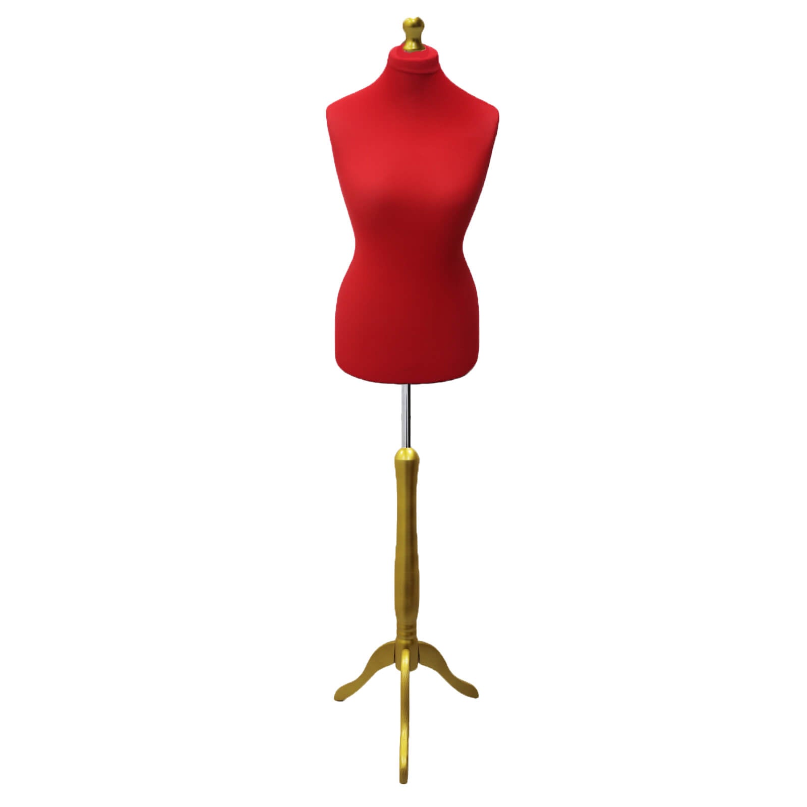 FEMALE RED Mannequin with goldwood stand