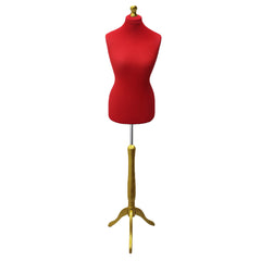 FEMALE RED Mannequin with goldwood stand