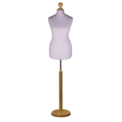 Female Dressmakers Dummy Silver with Choice of Iightwood Round Base Stands