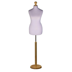 Display Geek Female Dressmakers Dummy Silver Torso with Lightwood Round Base Stand