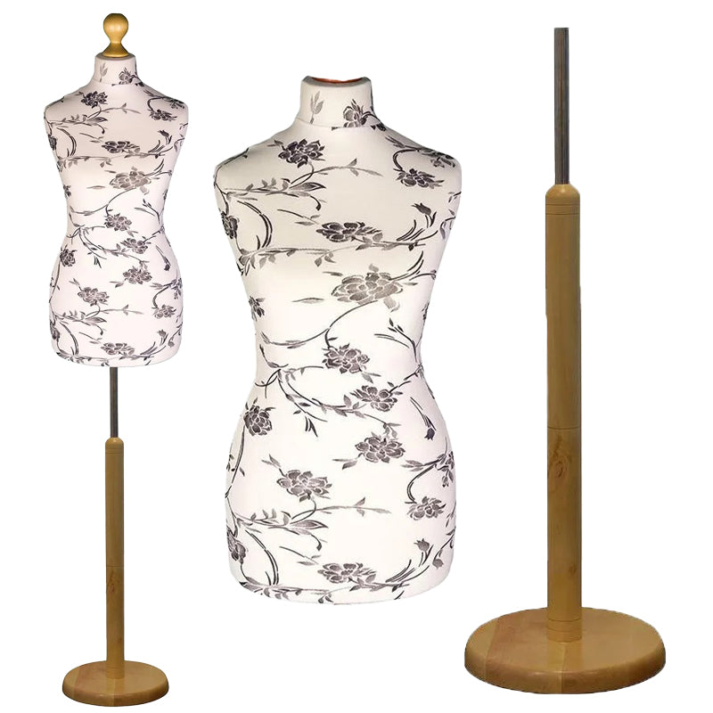 Black floral Mannequin with light wood tripod