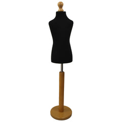 Children's Tailors dummy Age 6-8 Years Black With Choice of Lightwood Round Base stands