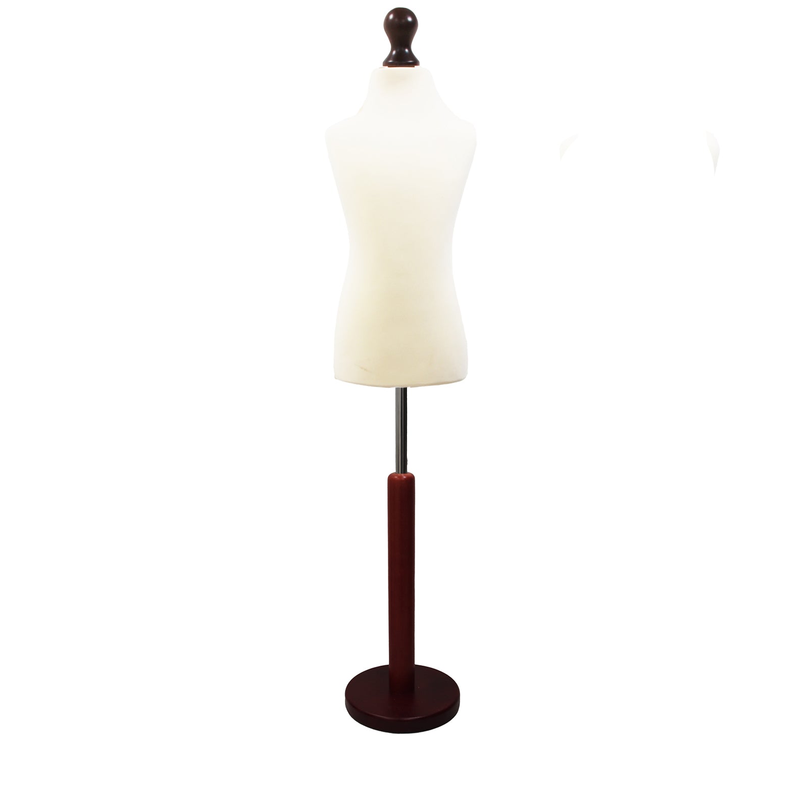 Children's Tailors Mannequin Age 6-8 Years White With Choice of Darkwood Round Base stands