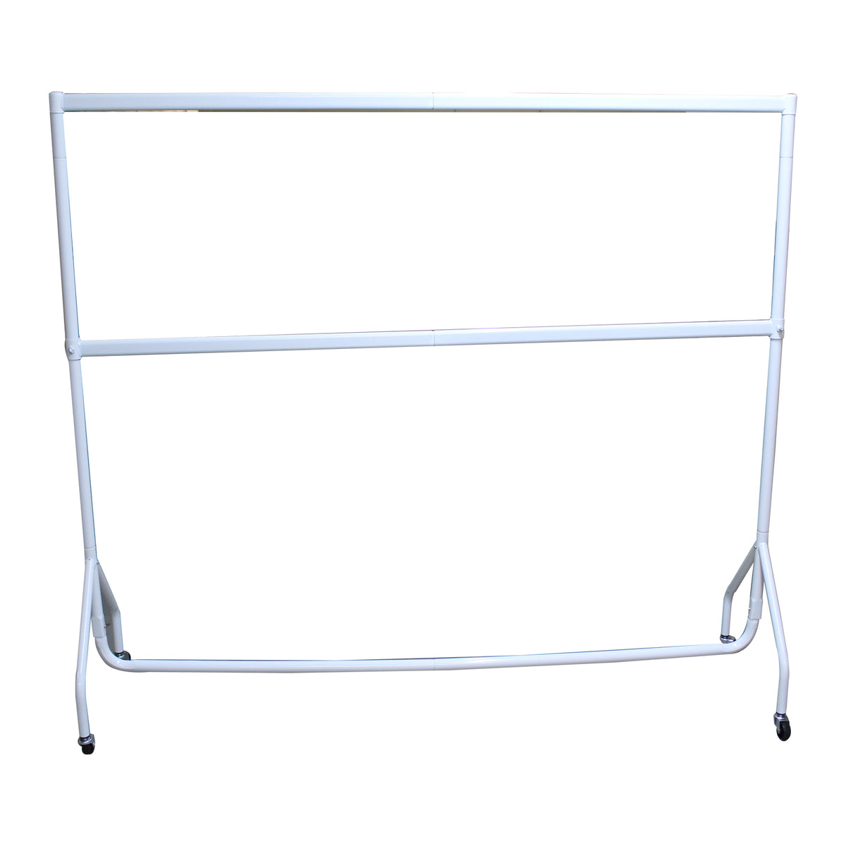 White Steel Heavy Duty Clothes Rail Double Hanging 2Tier Storage