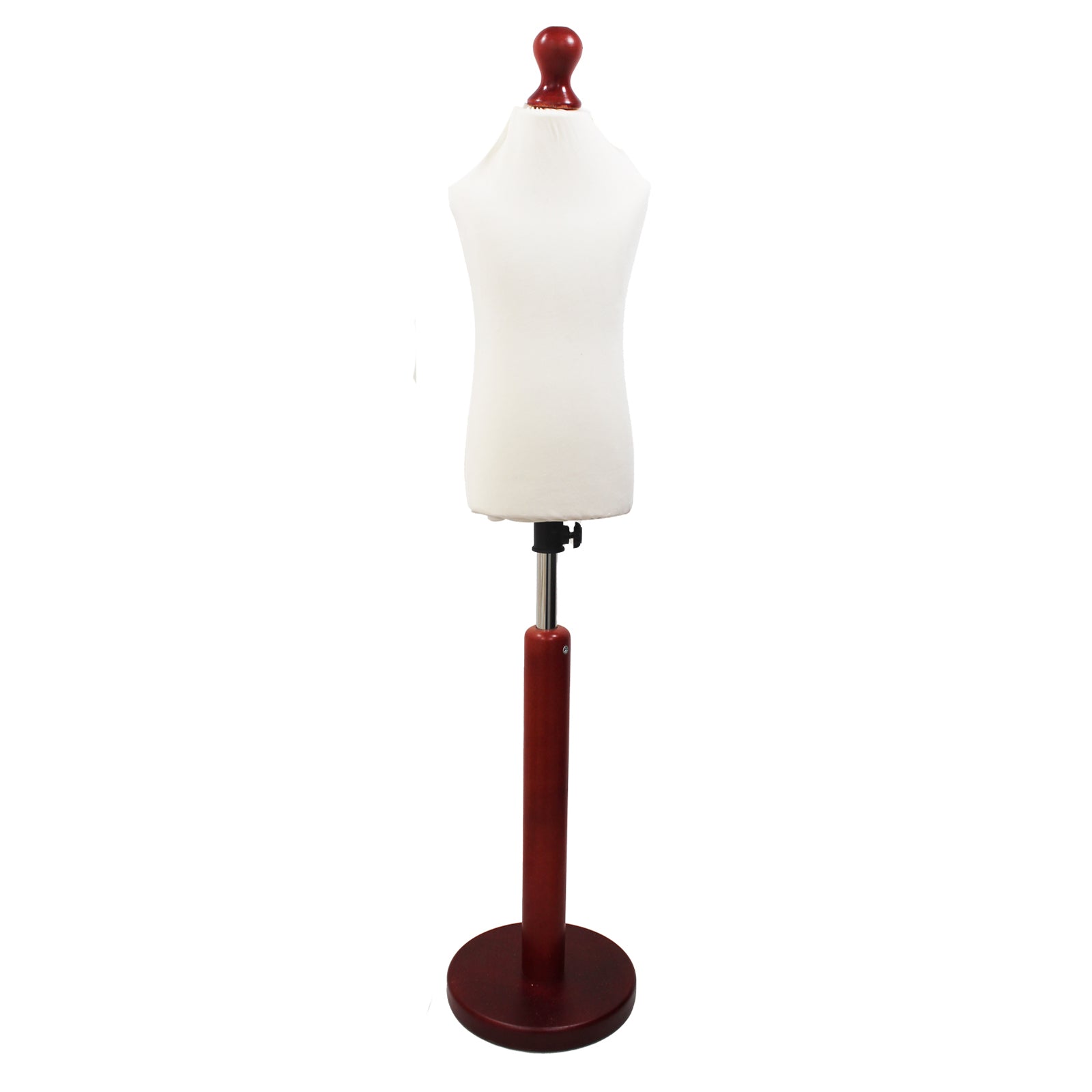 Children's Dressmakers Dummy Age 2-4 Years White With Choice of Redwood Round Base stands