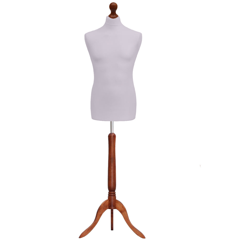 Male Tailors Mannequin Silver With Choice of Darkwood Tripod stands