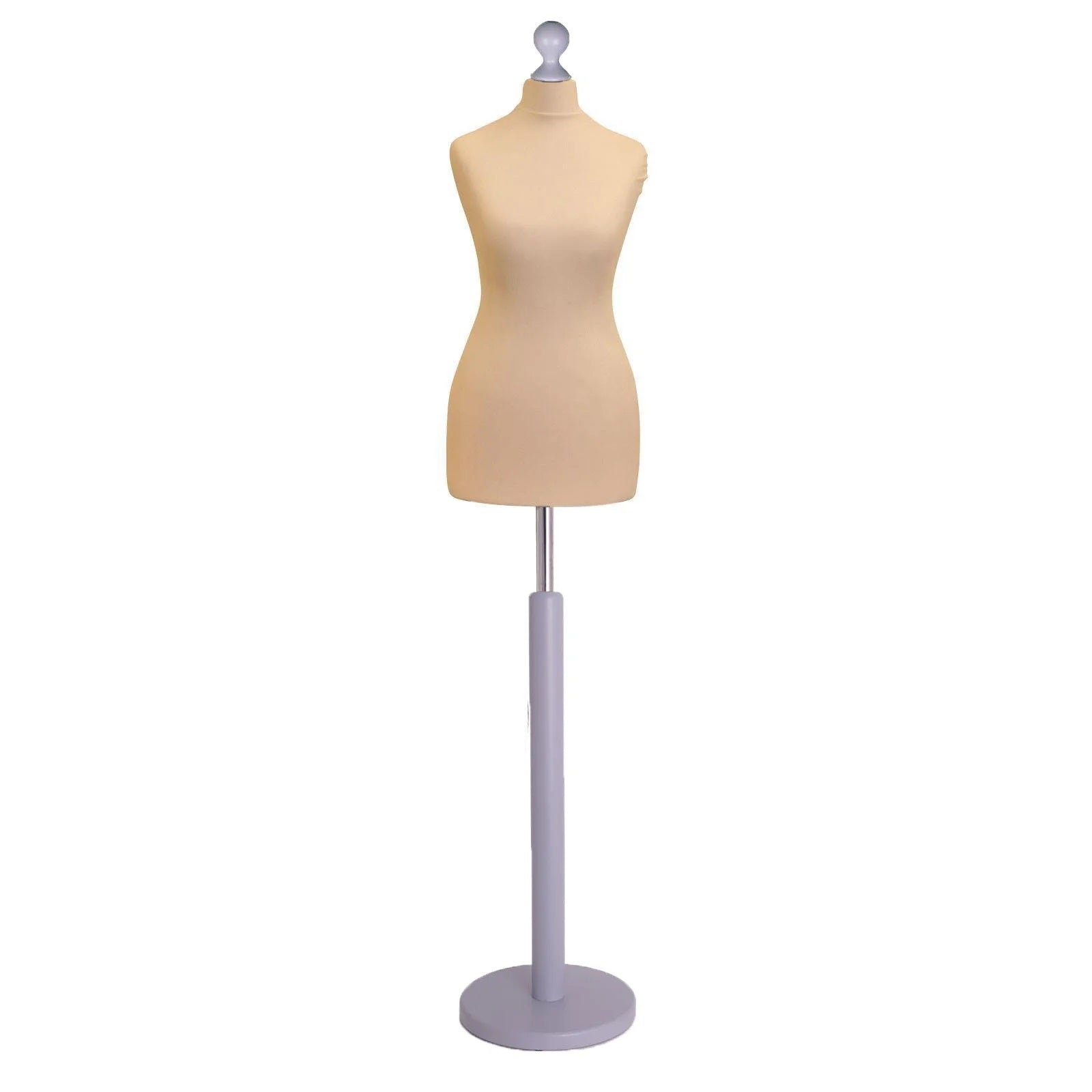 Female Tailors Dummy Cream with Choice of Round Base Stands