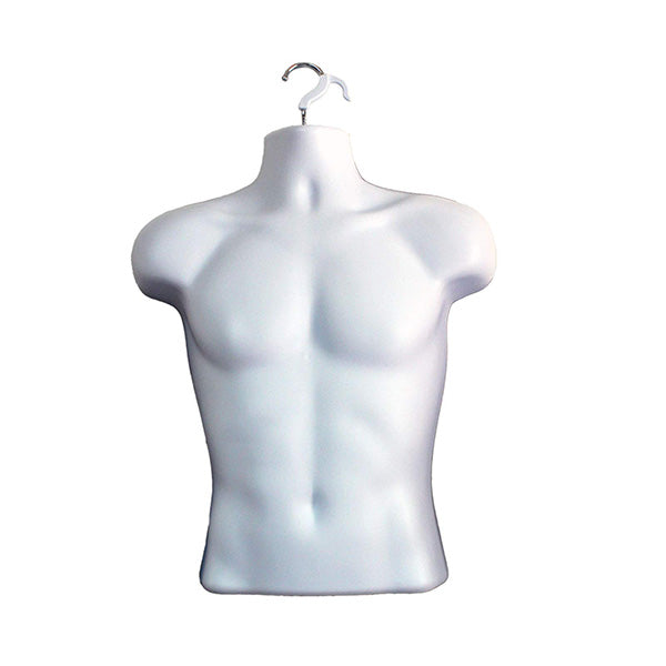 white Half Body 3/4 Male Hanging Plastic Mannequin