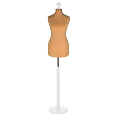 Female Tailors Mannequin Gold with Choice of White Round Base Stands