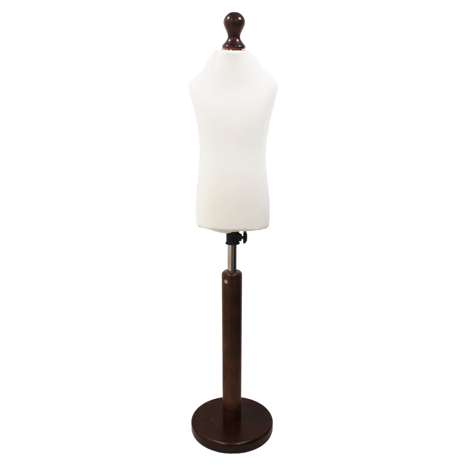 Children's Dressmakers Dummy Age 2-4 Years White With Choice of Dark wood Round Base stands
