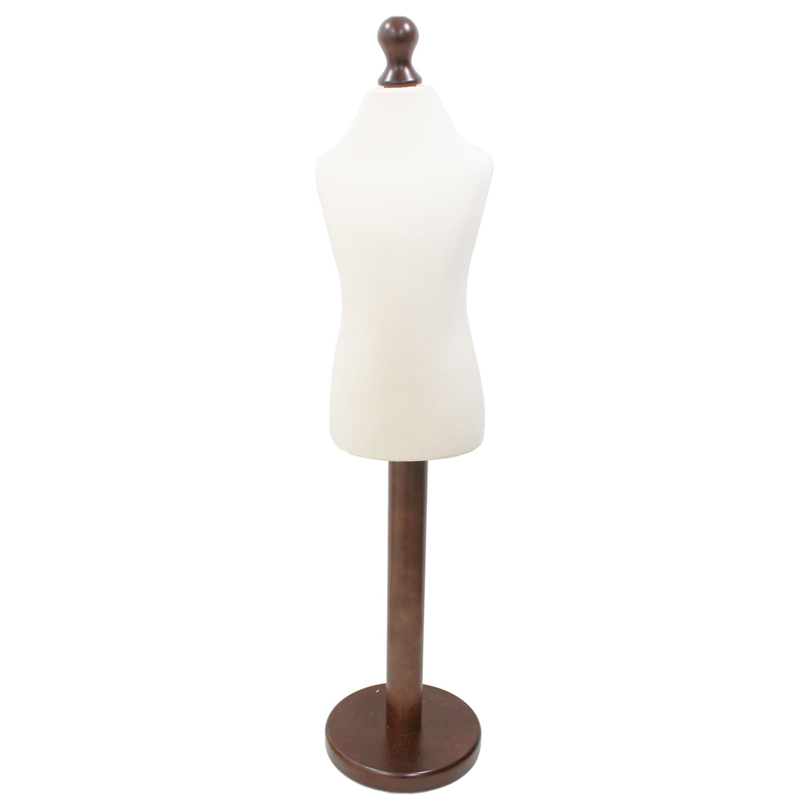 Children's Dressmakers Dummy Age 5-6 Years White With Choice of Darkwood Round Base stands