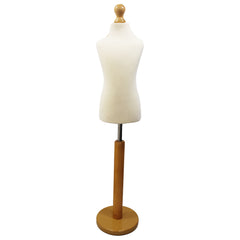 Children's Tailors Mannequin Age 6-8 Years White With Choice of Lightwood Round Base stands