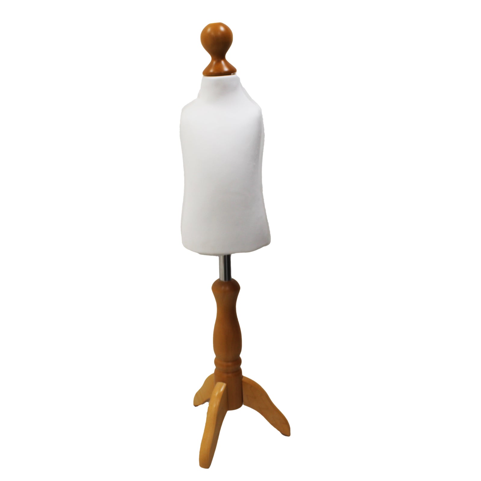 Children's Age 1 years Dressmakers Mannequin White With Choice of Lightwood Tripod stands