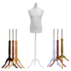 Male Dressmakers Dummy White With Choice of Tripod stands