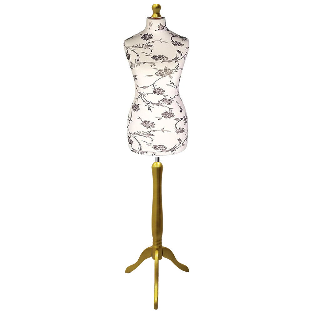 black floral mannequin with gold tripod