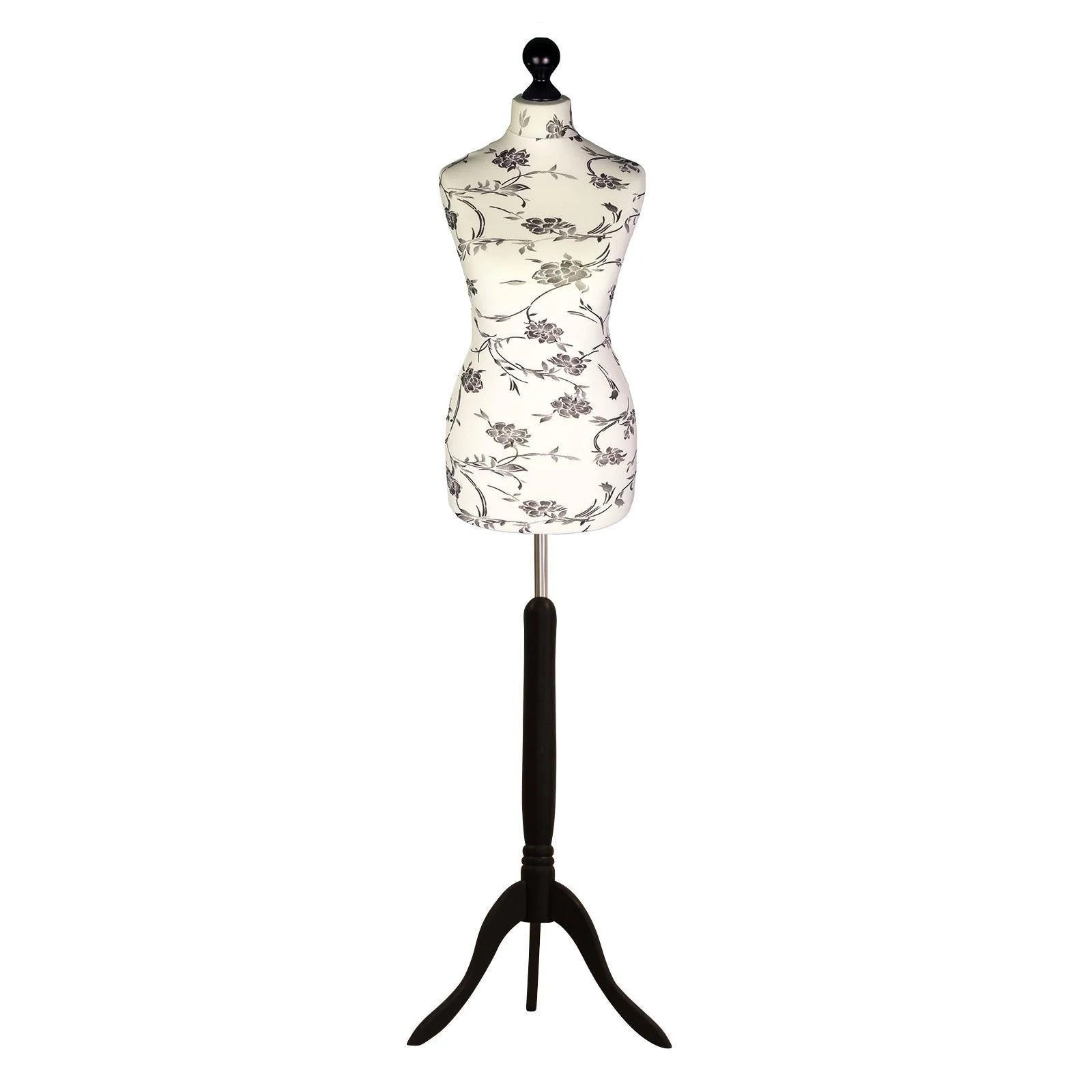 black floral dummy on black tripod
