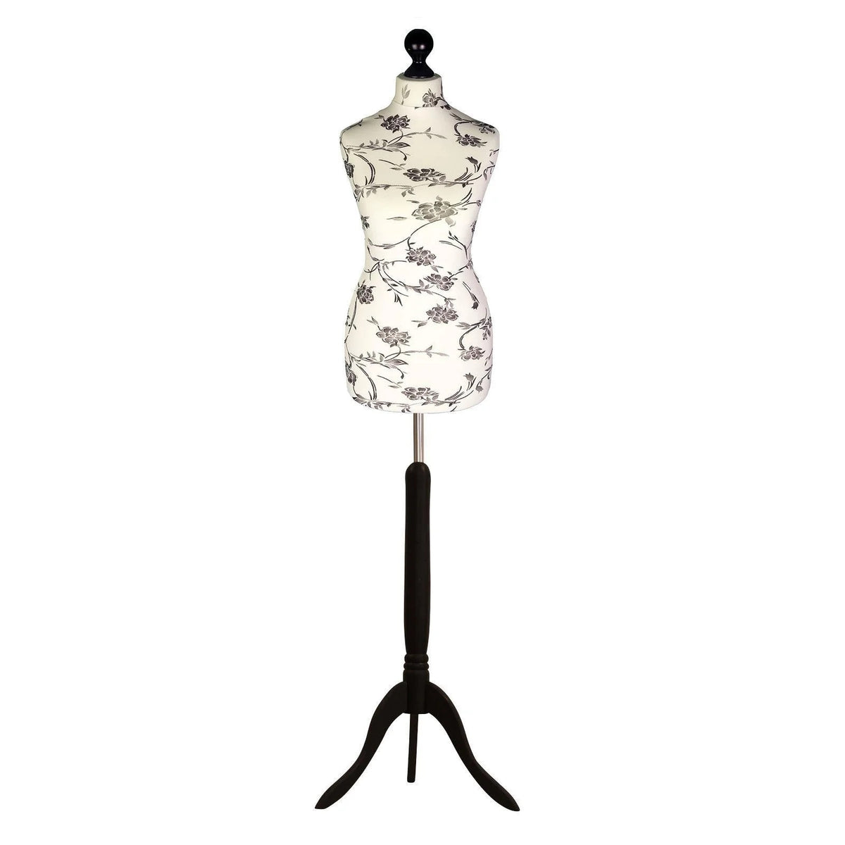 black floral dummy on black tripod