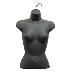 bLACK Half Body 3/4 Female Hanging Plastic Body Form Mannequin