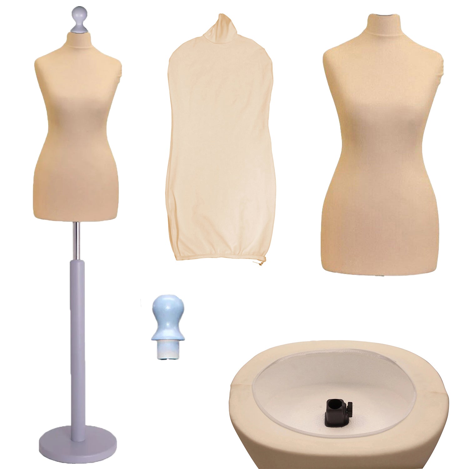 Adjustable cream mannequin for dressmaking and tailoring