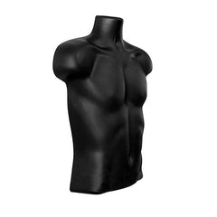 Male Black 3 Quarter Plastic Body Form Mannequin 