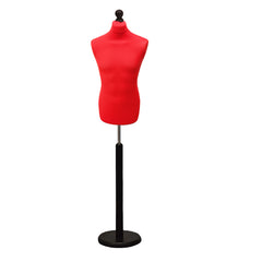 Male Dressmakers Mannequin Red With Choice of black Round Base stands