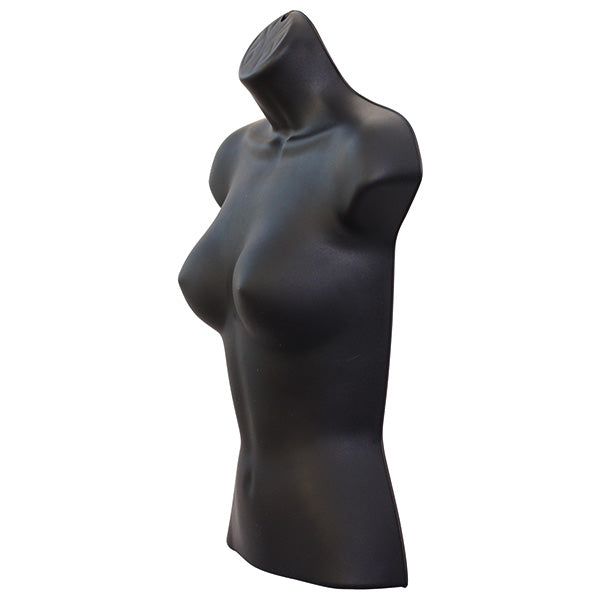 Half Body 3/4 Female Black Hanging Plastic Body Form