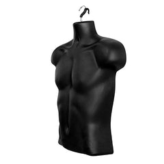 Half Body 3 Quarter Male Black Hanging Plastic Mannequin