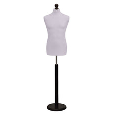 Male Tailors Dummy Silver With Choice of Black Round Base stands