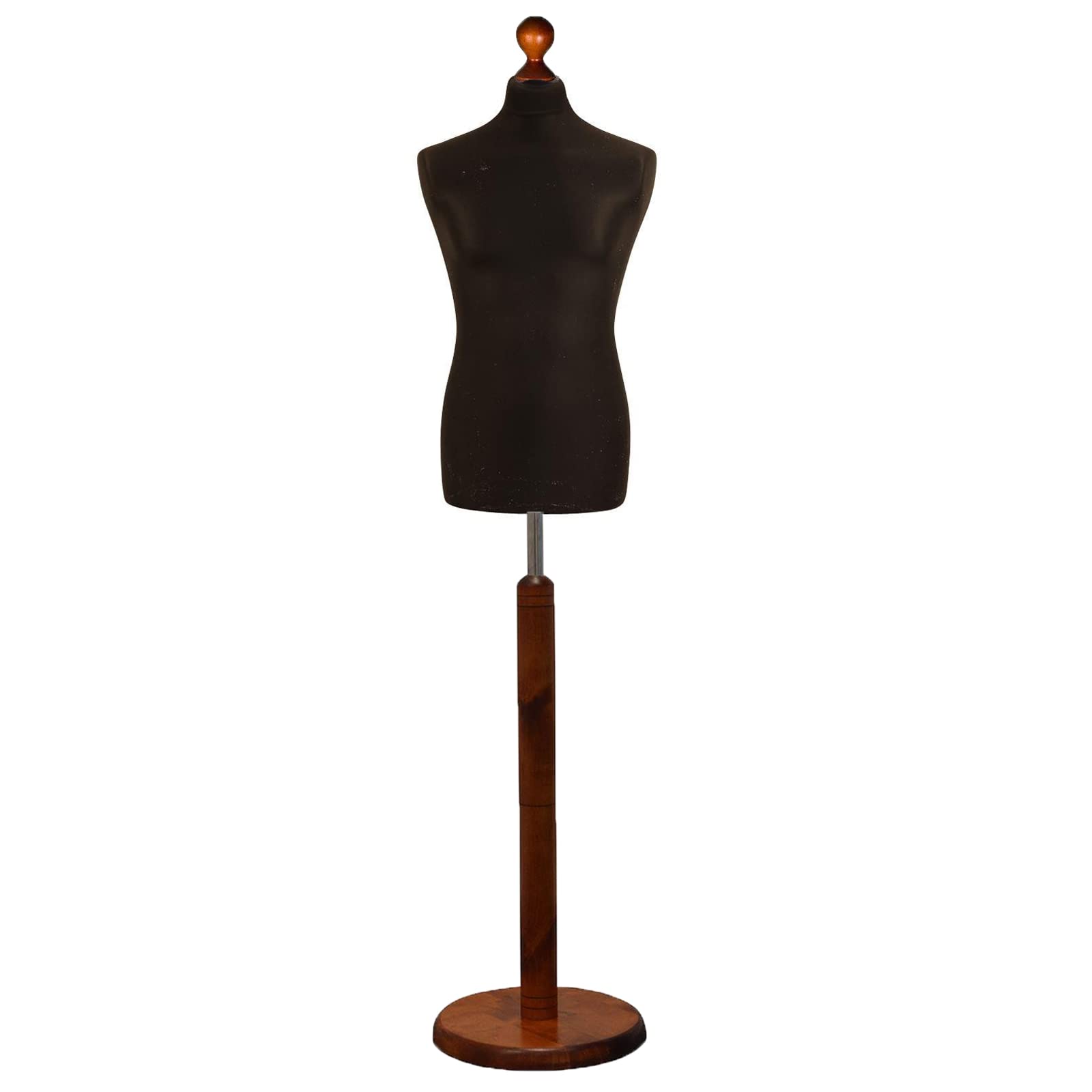 Male Tailors Mannequin  Black With Choice of Darkwood Round Base stands