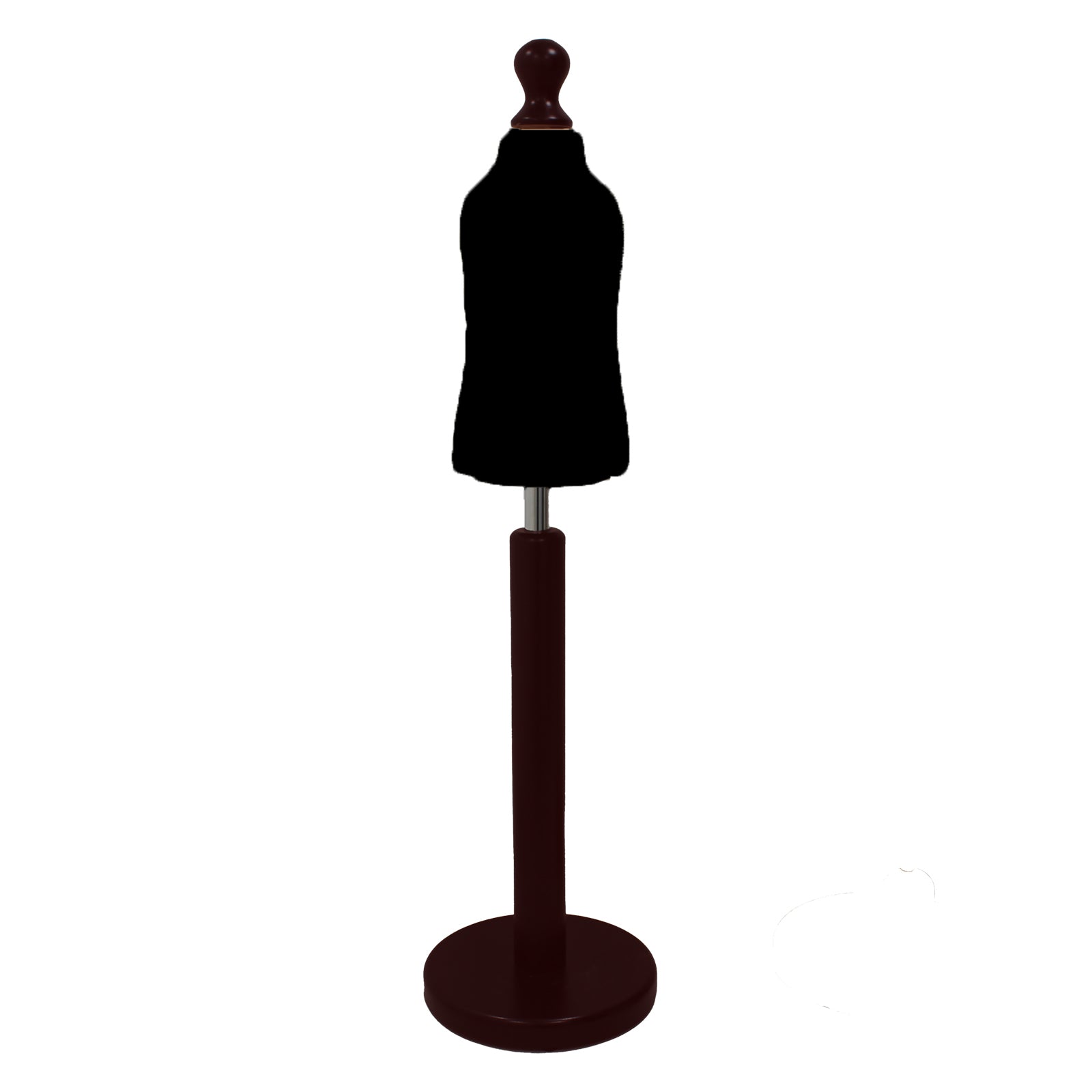 Children's Age 1 years Tailors Dummy Black With Choice of Darkwood Round Base stands