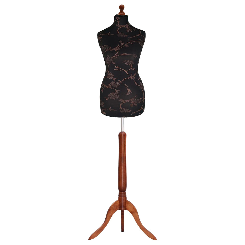 Brown Flower on black Mannequin with Dark wood Tripod stand