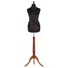Brown Flower on black Mannequin with Dark wood Tripod stand