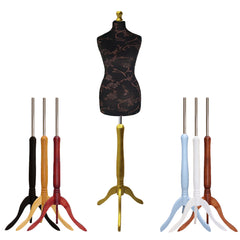 Female Dressmakers Mannequin Brown Floral on Black with choice of Tripod stands